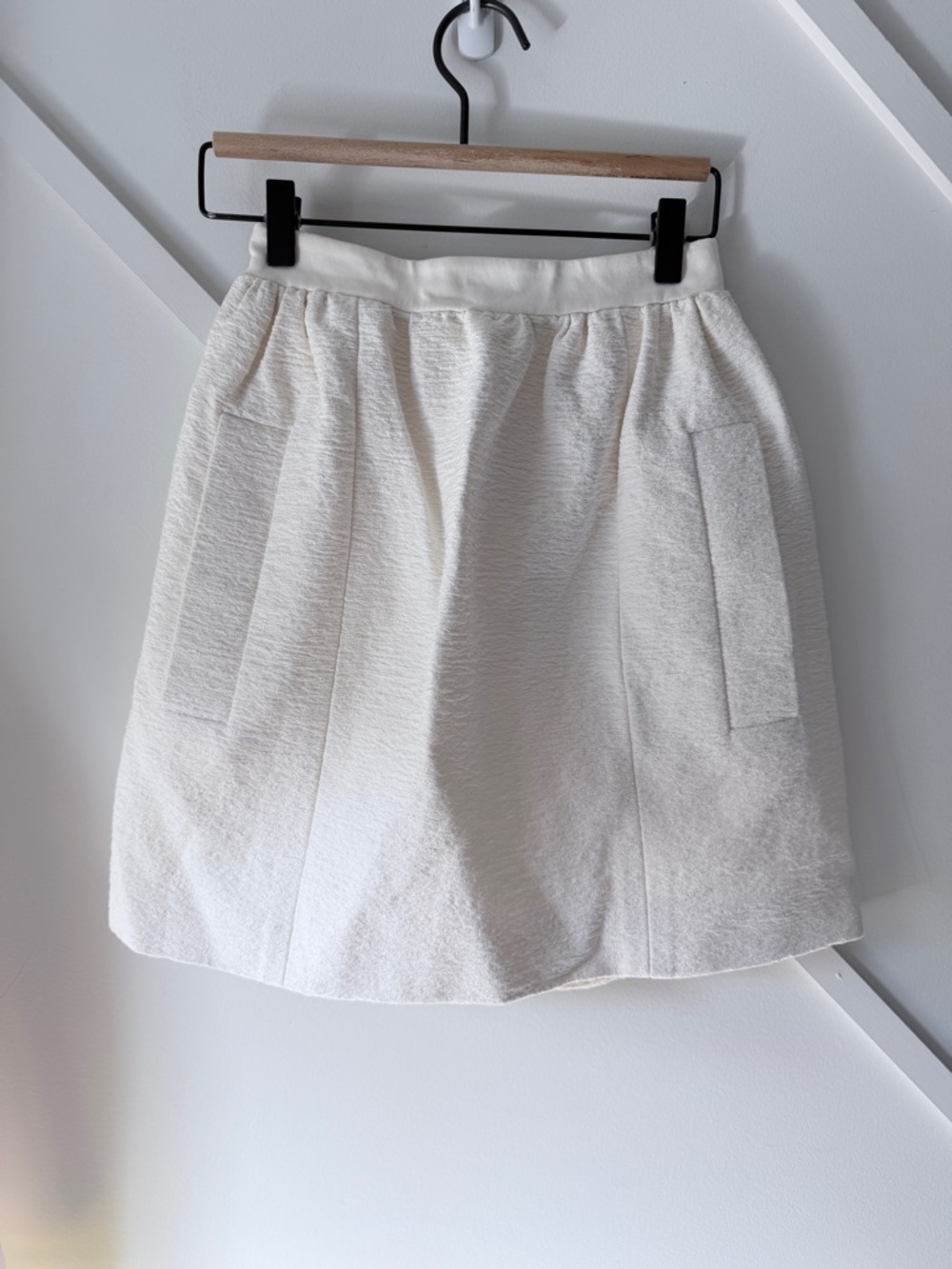 Carven Cotton Silk Mini Skirt Ivory | Sofia Richie Quiet Luxury| XXS 36